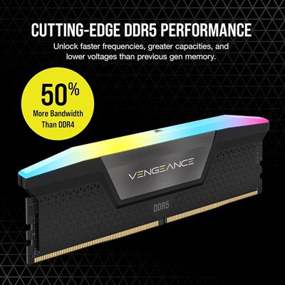 Corsair Vengeance RGB 16GB (1x16GB) 5200MHz CL40 DDR5 RAM Intel XMP iCUE Compatible Computer Memory - Black