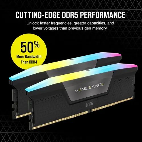 Corsair Vengeance RGB 96GB (2x48GB) 6000MHz CL30 1.40V DDR5 AMD Expo & Intel XMP Desktop Computer Memory – Black