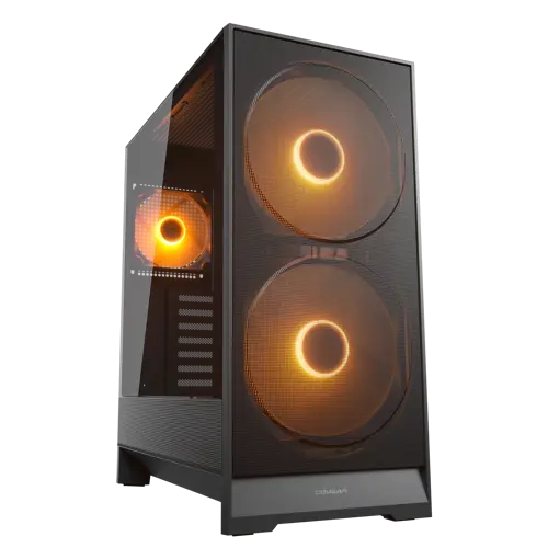 Cougar Airface 180 ARGB ATX Mid Tower PC Case, Tempered Glass, Magnetic Front Filter Panel, Up to 360mm Radiator Support, Pre-Installed ARGB Fans - Black