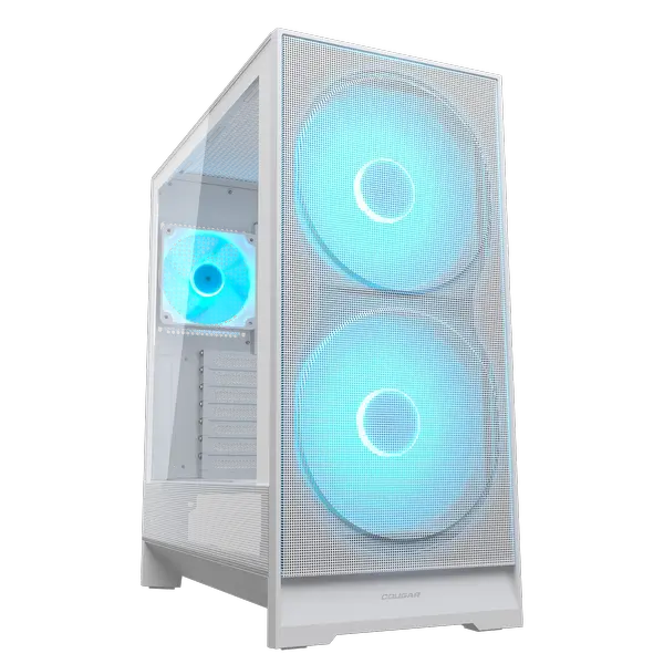 Cougar Airface 180 ARGB ATX Mid Tower PC Case, Tempered Glass, Magnetic Front Filter Panel, Up to 360mm Radiator Support, Pre-Installed ARGB Fans - White