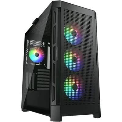 Cougar Duoface Pro RGB Gaming Mid Tower Case Supporting 390mm Graphics Card with Controller, Four RGB Fans and Two Distinct Front Panels Included (Mesh and Tempered Glass) - Black