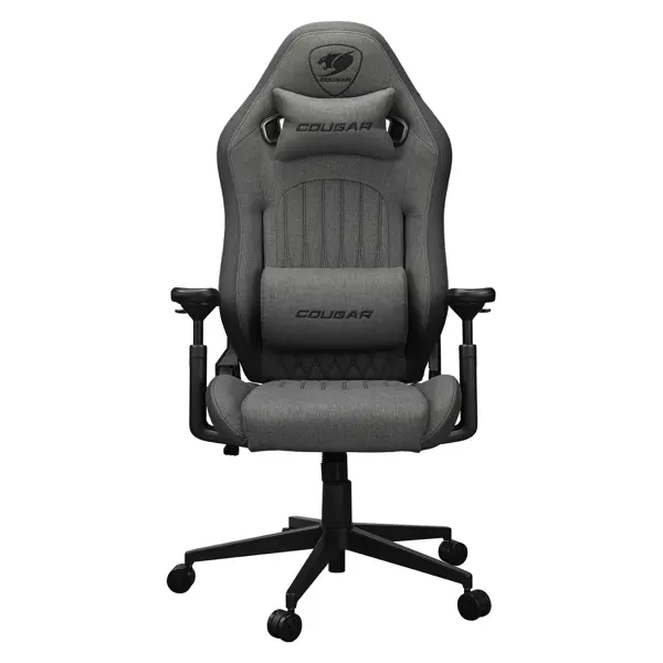 Cougar Explore Royal Gray F Gaming Chair with Breathable Imitation Linen Fabric, 3D Armrests, Lumbar & Neck Pillows