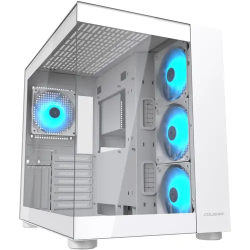 Cougar FV150 RGB Gaming Case Mid Tower, Up to 400mm GPU Supported, Pre-Installed Fans 3x120mm ARGB M/B Side and 1x120mm ARGB Rear, White