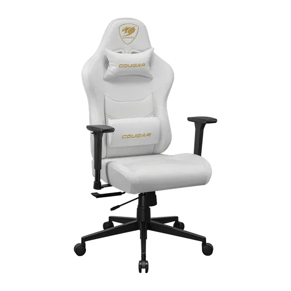 Cougar Pryme Gaming Chair - PVC Leather, 3D Armrest, Lumbar and Head Pillow (White)