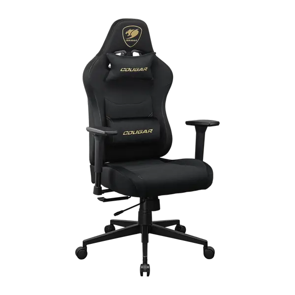 Cougar Pryme Gaming Chair - Linen Fabric, 3D Armrest, Lumbar and Head Pillow (Gold F)