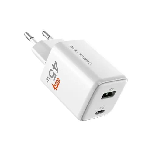 CABLETIME GA45W 45W Dual GaN Wall Charger USB-A + USB-C