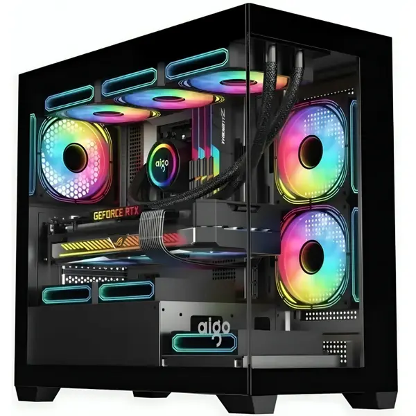 DarkFlash C218M Tempered Glass microATX Gaming Case, 3x ARGB Fans, Black