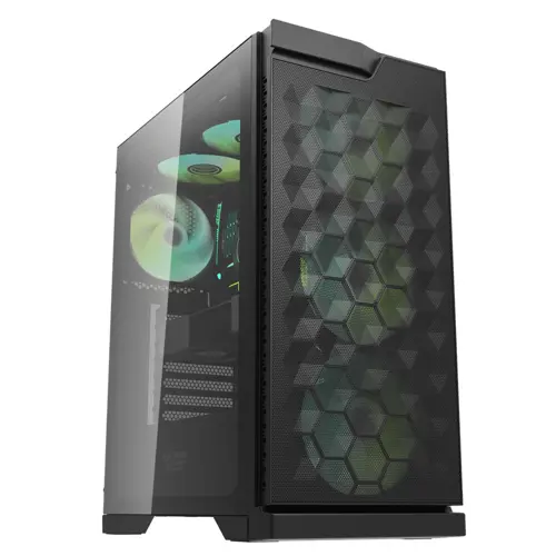DarkFlash DK361 ATX PC Case with 4 RGB Fans, Hexagon Mesh Front Panel, Tempered Glass Side Panel, Supports Up to 6x Fans & 360mm Radiator, I/O with USB 3.0 Port, Black