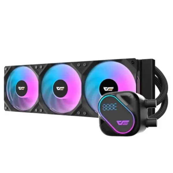 DarkFlash Explore DO360 AIO 360mm Liquid CPU Cooler with Digital Screen Temperature, Black