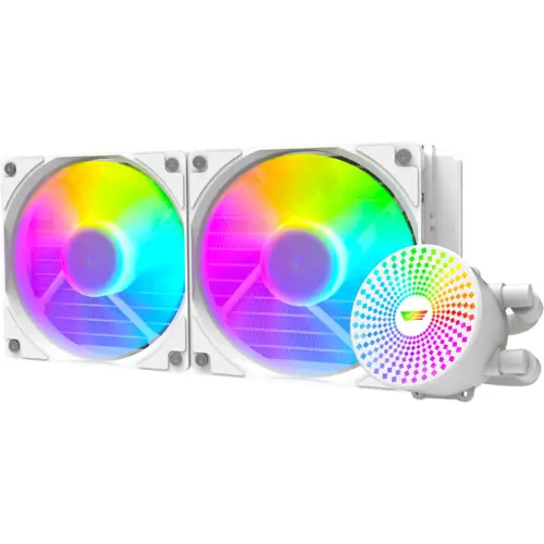 DarkFlash Radiant DC 240 ARGB AIO 240mm Liquid CPU Cooler – White