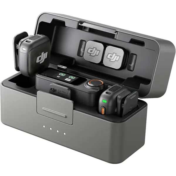 DJI Mic 3 (2 TX + 1 RX + Charging Case), Wireless Microphone for iPhone/Camera/Android, Ultralight, Adaptive Gain Control for Balanced Volume, Dual Band Anti-Interference, 28hrs Use, Vlog