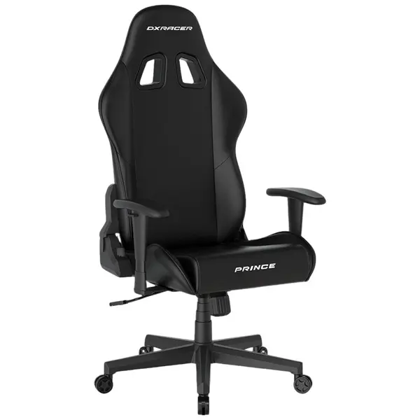 DXRacer Prince Series Gaming Chair, Premium PVC Leather Racing Style Office Computer Seat Recliner with Ergonomic Headrest and Lumbar Support, Standard (Black)