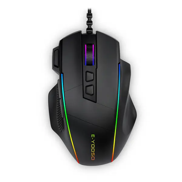 E-Yooso X49 RGB Wired Gaming Mouse, 1K Polling Rate, PAW3327, 65g, 12400 DPI, Black