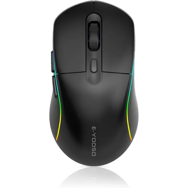 E-Yooso X53 Wireless Gaming Mouse, 1K Rechargable, 53g, Tri-Mode (Wired/2.4G/BT), PAW3395, 26000 DPI, Black