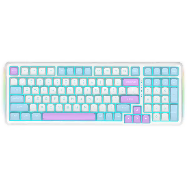 E-Yooso Z99 Wireless Tri-Mode Bluetooth Mechanical Keyboard, 99 Keys Wired Gaming Keyboard RGB Backlit, Hot Swappable Gray Switches, Gasket Soundproof Foam, Office Work Keyboard, White Purple Blue
