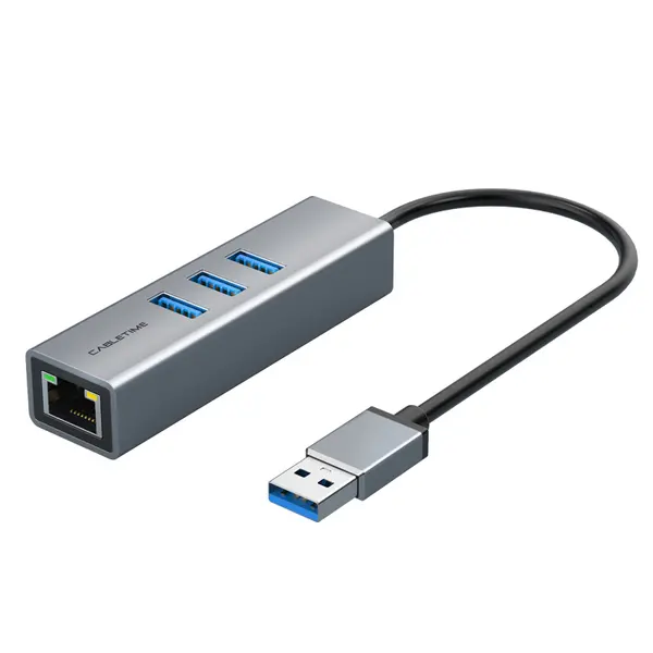 Cabletime CB55G USB-A 3-Port Hub with LAN 1000Mbps