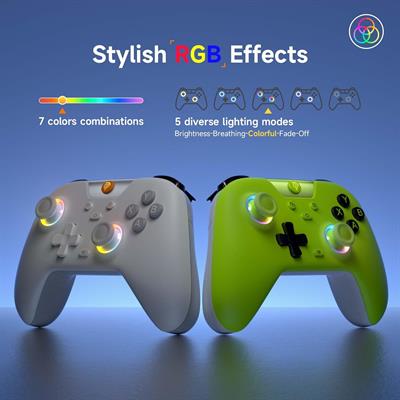EasySMX X05 White Wireless Controller for PC/Android/Steam Deck - Bluetooth Controller Gamepad with Hall Effect Joysticks and Trigger, Turbo, Rumble Vibration and RGB Lighting