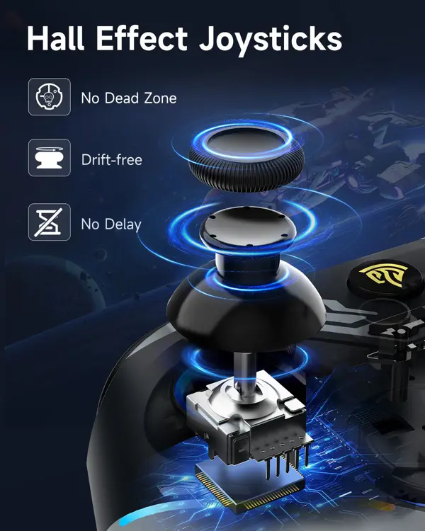 EasySMX X15 Black PC Controller - Enhanced Wireless Bluetooth Controller with Hall Joysticks/Hall Triggers/RGB Lighting, No Stick Drift, No Dead Zone, Work for Windows PC, Android, Steam and Switch