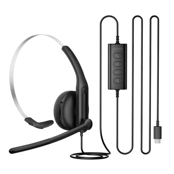 Edifier CC100 – USB Wired Headset with Noise Cancelling Mic, Adjustable Design, In-Line Controls, Lightweight for PC/Laptop/Office