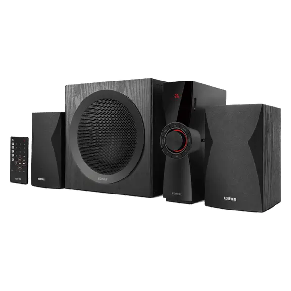 Edifier CX7 Active 2.1 Home Entertainment System with Bluetooth V5.0, 21 cm (8 Inch) Subwoofer and Infrared Remote Control: Perfect for TV, PC, Notebook etc. - Black