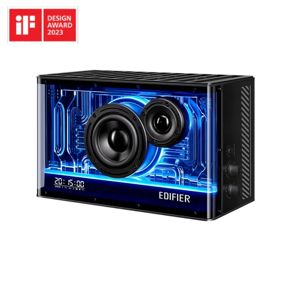 Edifier QD35 Tabletop Bluetooth Speakers, Hi-Res Audio & Hi-Resolution Sound Wireless Certified Computer Loudspeaker, 35W GaN Ultra-Fast Charging, Splendid Light Effects Home Speaker for Phone, Black