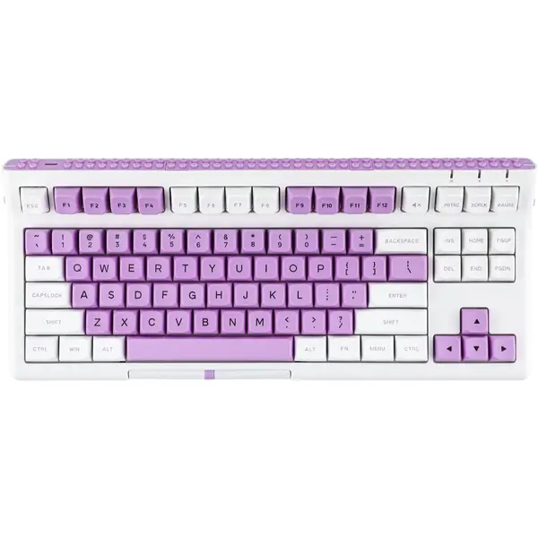 Epomaker Brick 87 Tri-Mode TKL Hot Swappable Mechanical Keyboard with Stackable Block Bar and Thumb-scroll Knobs, 3000mAh Battery, RGB, Compatible with Win/Mac (White Purple)