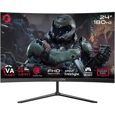 GameOn GOC24F180VA Pro Series Curved Gaming Monitor 24 inch, 1920x1080p FHD Fast VA Panel, 180Hz, 0.5ms, HDMI 2.1, G-Sync & Freesync, Crosshair assistant, Built-in Speakers, Supports HDR, PS5, VRR