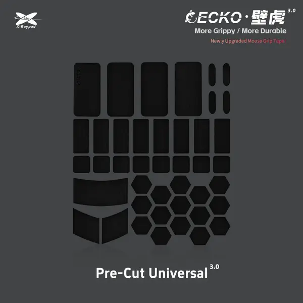 X-Raypad Geckos V3 Slicks Universal Pre-Cut No-Stretch Mouse Grip Tape - Black