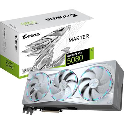 Gigabyte Aorus GeForce RTX 5080 Master Ice 16G Graphics Card, Windforce Cooling System, 16GB 256-bit GDDR7 Video Card