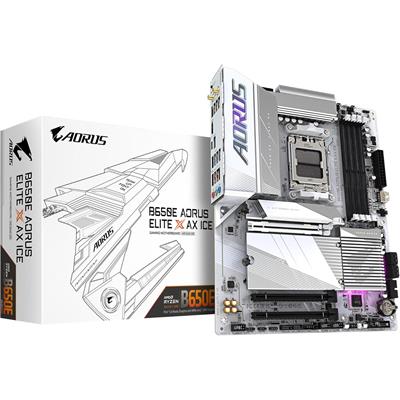 Gigabyte B650E Aorus Elite X AX Ice AM5 LGA 1718 AMD B650 ATX Motherboard, DDR5, 3X M.2, PCIe 5.0, USB 3.2 Gen2X2 Type-C, WiFi 6E, 2.5GbE LAN, Q-Flash Plus, EZ-Latch Plus