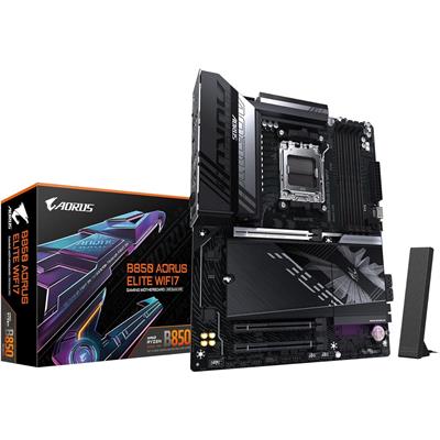 Gigabyte B850 Aorus Elite Wifi7 AMD AM5 LGA 1718 Motherboard, ATX, DDR5, 3X M.2, PCIe 5.0, USB-C, WIFI7, 2.5GbE LAN, EZ-Latch