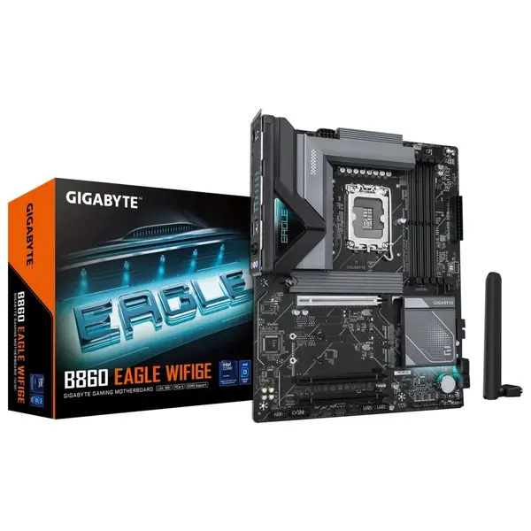 Gigabyte B860 Eagle Wifi6E Intel Core Ultra (Series 2) LGA 1851 Motherboard, ATX, DDR5, 3X M.2, PCIe 5.0, USB-C, WIFI6E, 2.5GbE LAN, EZ-Latch