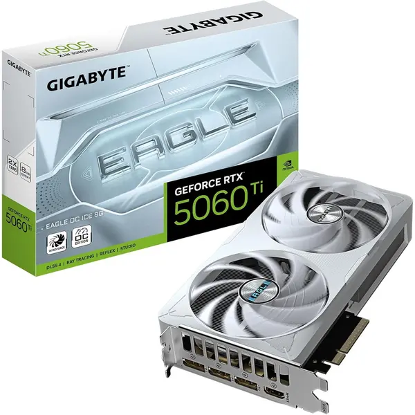 Gigabyte GeForce RTX 5060 Ti Eagle OC ICE 8G Graphics Card - 8GB GDDR7, 128 Bit, PCI-E 5.0, 2617MHz Core Frequency, 3 x DisplayPort, 1 x HDMI