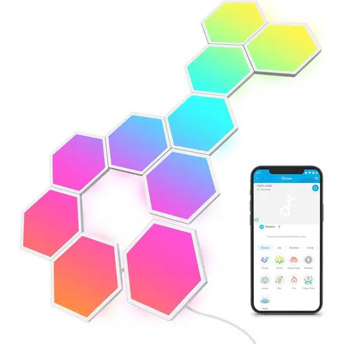 Govee Glide Hexa Light Panels, RGBIC Hexagon LED Wall Lights, Wi-Fi Smart Home Creative Wall Lights with Music Sync, Works with Alexa Google Assistant for Indoor Gaming Decor, 10 Pack