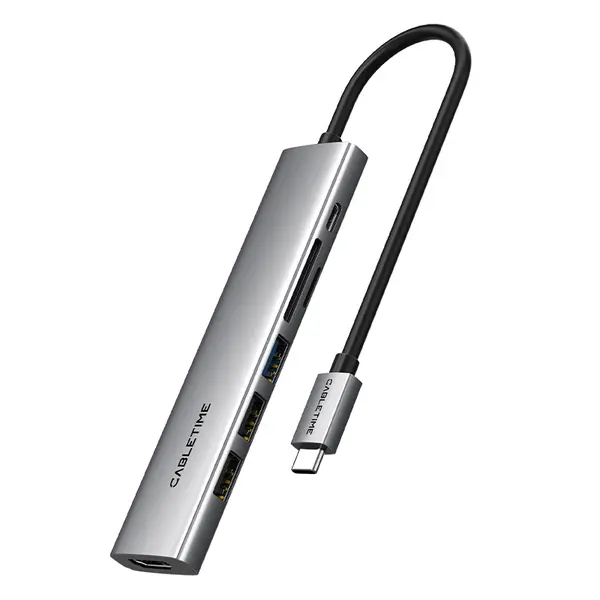 Cabletime HB02G ECO 7-in-1 USB-C Hub HDMI 4K30Hz + SD/TF + PD100W