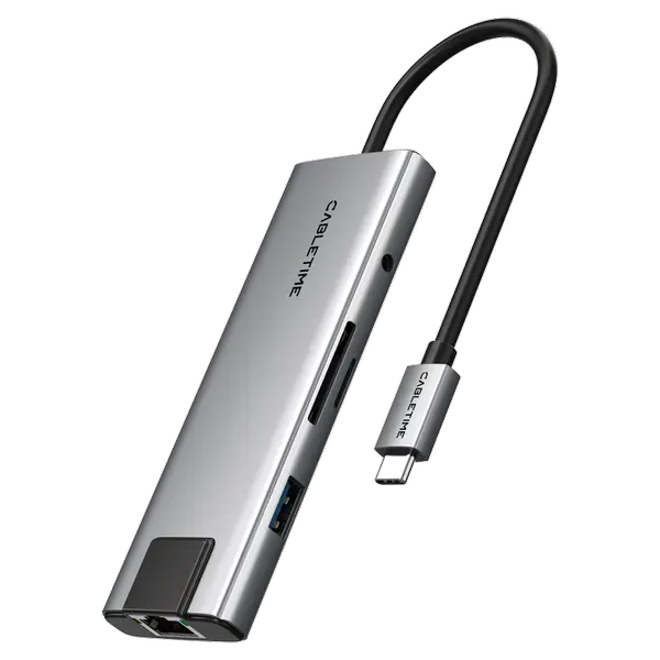 Cabletime HB03G ECO 9-in-1 USB-C Hub HDMI 4K30Hz + LAN + Audio