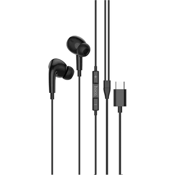Hoco M101 Pro - Crystal Sound Wire-Controlled Digital Earphones With Microphone, Plug: Type-C, Cable Length: 1.2m, Compatible With Huawei Xiaomi OnePlus iPad Pro/iPad Air With Type-C - Black, Wired