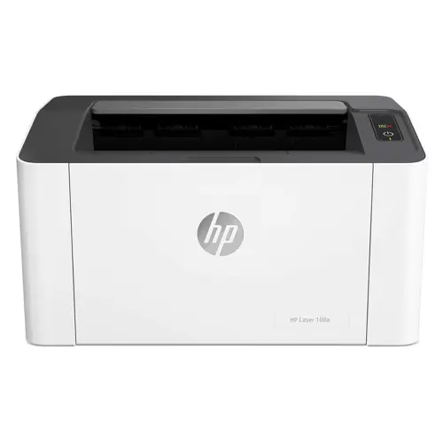 HP Laser 108A Monochrome Laser Printer, Single Function, Wired Print, Hi-Speed USB 2.0, Up to 21 PPM, 150-Sheet Input Tray, 100-Sheet Output Tray, 10,000-Page Duty Cycle, Black & White
