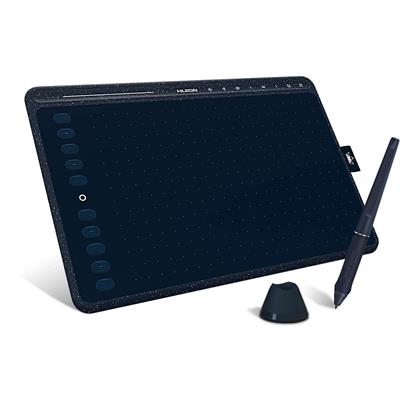 Huion HS611 Graphics Drawing Tablet Android Supported Pen Tablet Tilt Function Battery-Free Stylus 8192 Pen Pressure with 8 Multimedia Keys 10 Express Keys and Touch Strip (Starry Blue)