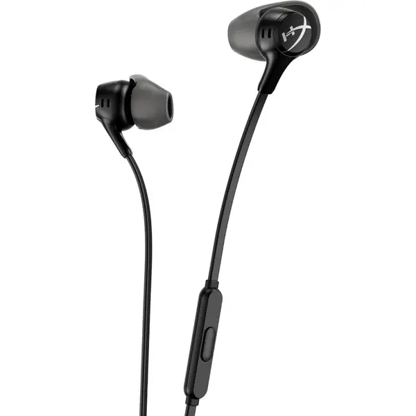 HyperX Cloud Earbuds II – 14mm Drivers, Four Eartips, Hard-Shell Carrying Case, Low-Profile 90° Plug, 3.5mm Plug, Built-in Microphone, Multi-Function Button, PC, Mobile, Nintendo Switch – Red
