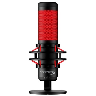HyperX QuadCast USB Condenser Gaming Microphone, for PC, PS4, PS5 and Mac, Anti-Vibration Shock Mount, Four Polar Patterns, Pop Filter, Gain Control, Podcasts, Twitch, YouTube, Discord, Red LED
