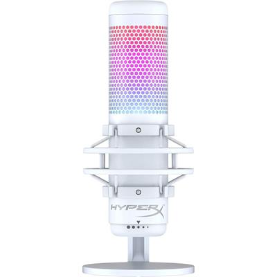 HyperX QuadCast S RGB USB Condenser Microphone for PC, PS5, Mac, Anti-Vibration Shock Mount, 4 Polar Patterns, Pop Filter, Gain Control, Gaming, Streaming, Podcasts, Twitch, YouTube, Discord – White (Box Open)