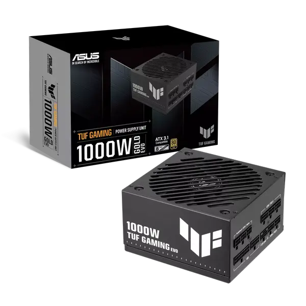 Asus Tuf Gaming 1000W Gold EVO 1000 Watt, ATX 3.1 Compatible, Fully Modular Power Supply, 80+ Gold, Military-Grade Components, Dual Ball Bearing, PCB Coating