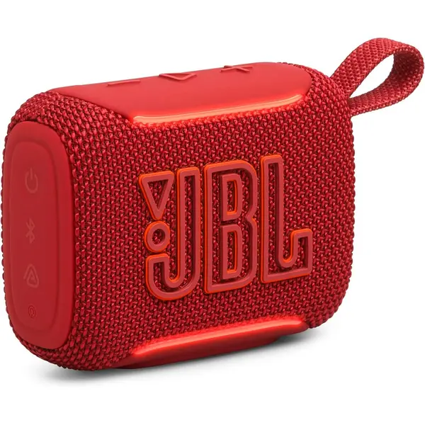 JBL Go 5 Portable Bluetooth Speaker, Waterproof and Dustproof - Dustproof Drop-Proof With up to 10 Hr Battery, Stereo Pairing, App Control For Pool, Beach, Outdoor Listening (Red)