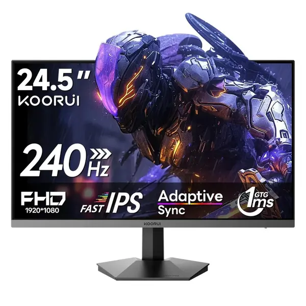Koorui G2511X 24 Inch 240Hz Gaming Monitor, FHD 1080P Fast IPS Computer Monitor, 1 ms, Adaptive Sync, HDR400, 99% sRGB, Low Blue Light Eye Care, HDMI 2.0 / DP 1.4, VESA, Tilt, for PC, PS5, Xbox