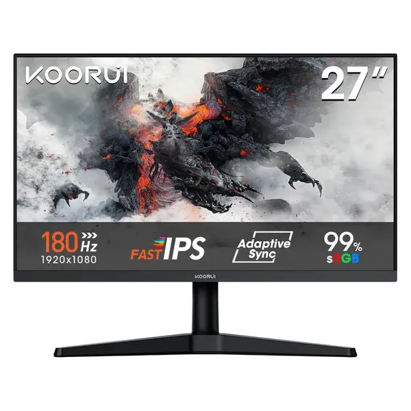 Koorui G2711V 27 Inch 180Hz IPS FHD Gaming Monitor 1080p Display, Adaptive Sync, 99% sRGB, 1500:1 contrast, HDMI 1.4/VGA, Low Blue Light, VESA