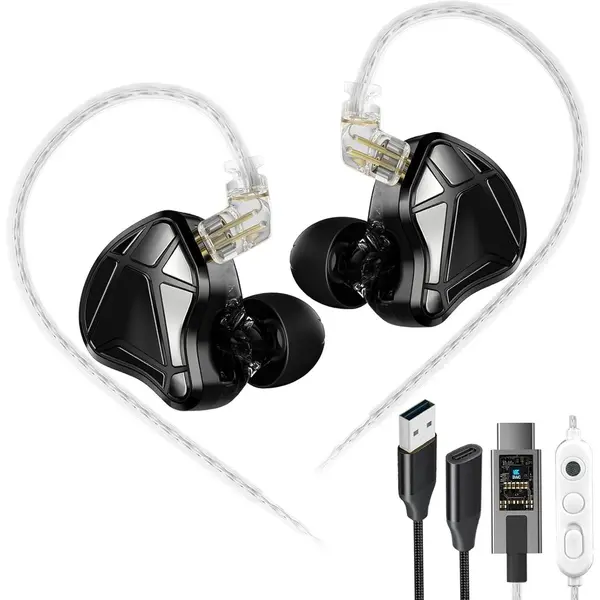 KZ Axas USB-C Headphone with Mic, Noise Isolation IEM for Gaming, Comfort-Fit Type-C Earphone for iPhone17 Samsung, High-Definition Decoding Cable Built-in DSP with 4 EQ Modes (Mix Color)