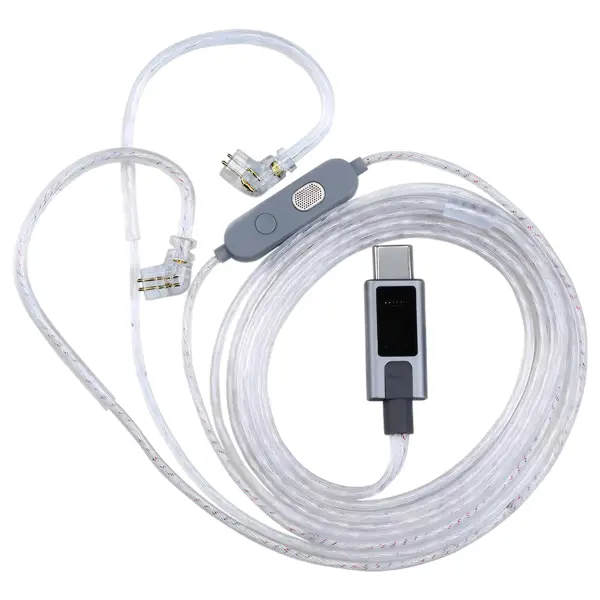 KZ M2 Dual Mic Silver-Plated Type-C Earphone Upgrade Cable with Professional-Grade Dual Microphone Array for KZ C Pin Series in-Ear Headphones 0.75mm (USB-C)