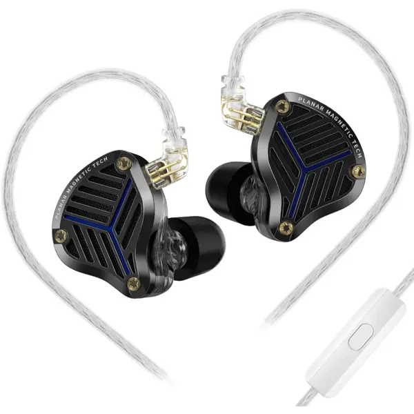 KZ PRX Planar Driver HiFi Eabruds, KZ Hi-Res Earphones for Audiophiles. 0.75mm Pins in-Ear Headphone iems for Live/Game/Sport (with Microphone, Black)