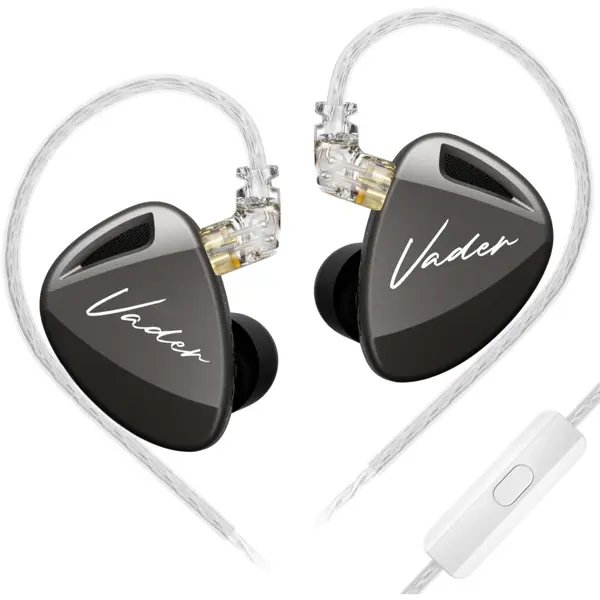 KZ Vader Triple Driver in-Ear Monitor Music Earphone,HiFi IEM with 4 Tuning Levels, 0.75mm Pins Wired Sport Earbud Headphones (High Resolution Version, with Microphone)